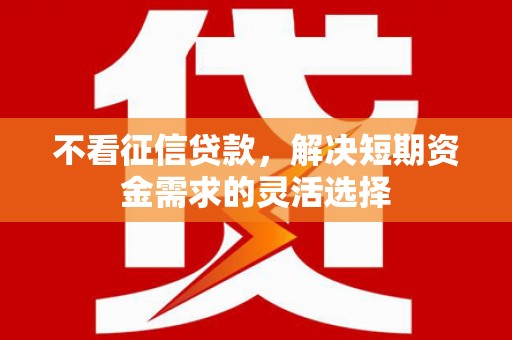 端州不看征信贷款，解决短期资金需求的灵活选择