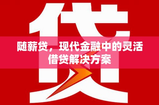 端州随薪贷，现代金融中的灵活借贷解决方案