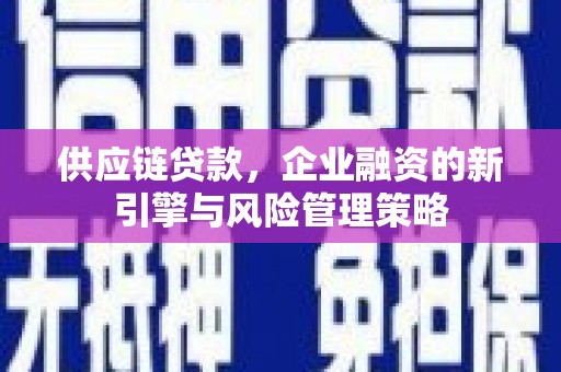 端州供应链贷款，企业融资的新引擎与风险管理策略