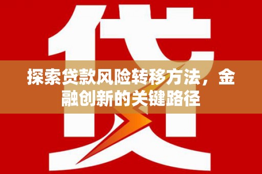 端州探索贷款风险转移方法，金融创新的关键路径
