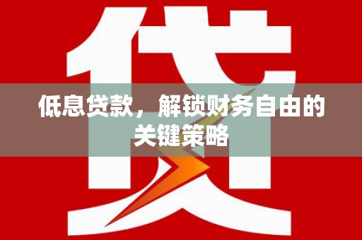 端州低息贷款，解锁财务自由的关键策略