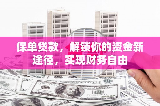 端州保单贷款，解锁你的资金新途径，实现财务自由