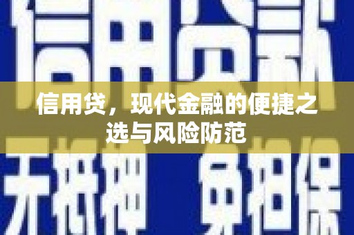 端州信用贷，现代金融的便捷之选与风险防范