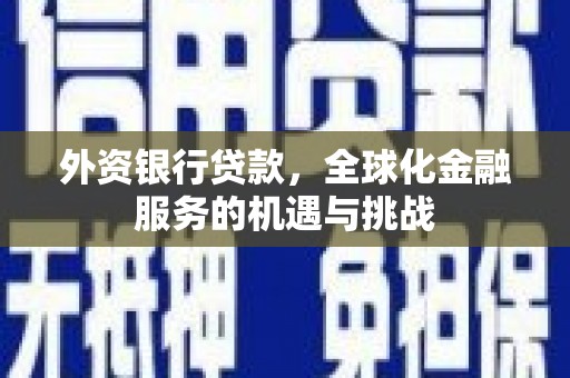 端州外资银行贷款，全球化金融服务的机遇与挑战